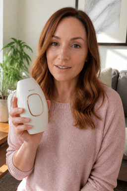 Customer holding Lumimor IPL at home